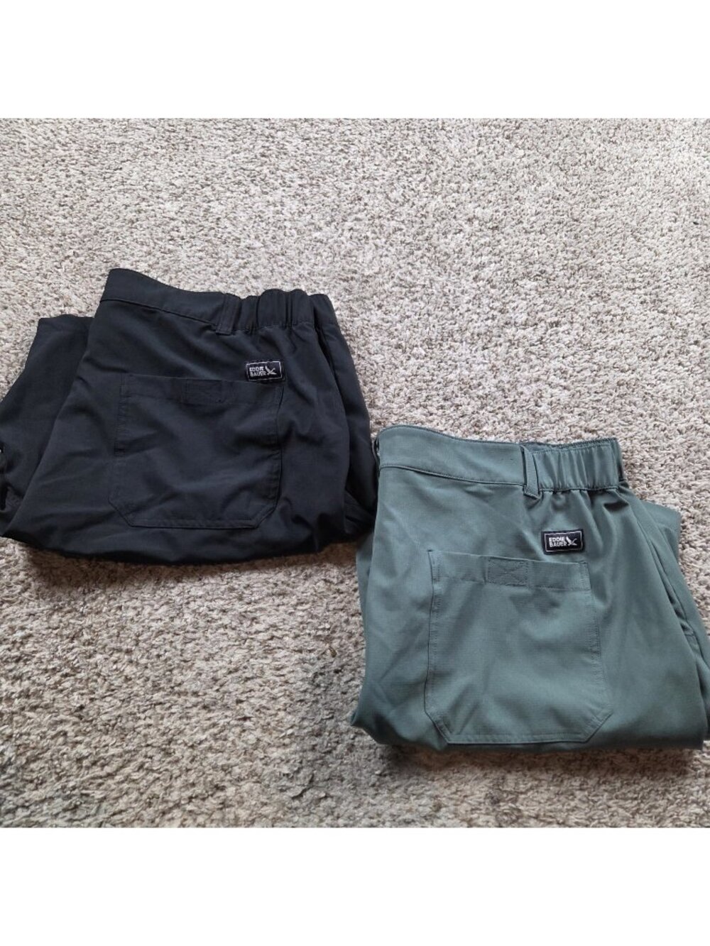Lot Of 2 Eddie Bauer Shorts Mens XL Green Black Cargo Outdoor Hiking Stretch